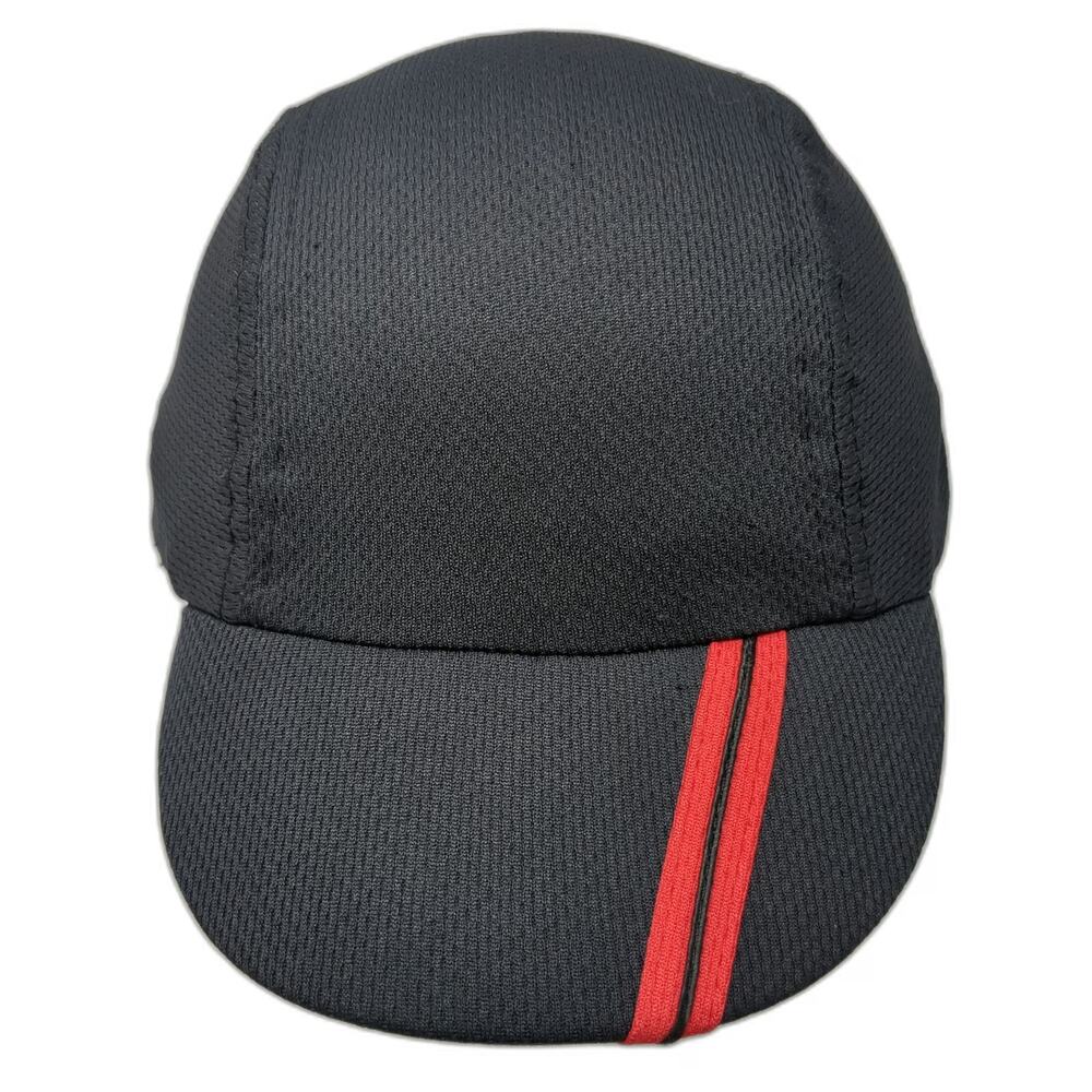 Headsweats Baseball Cap Black OSFM Performance Mesh Red Stripe Flame Logo Hat